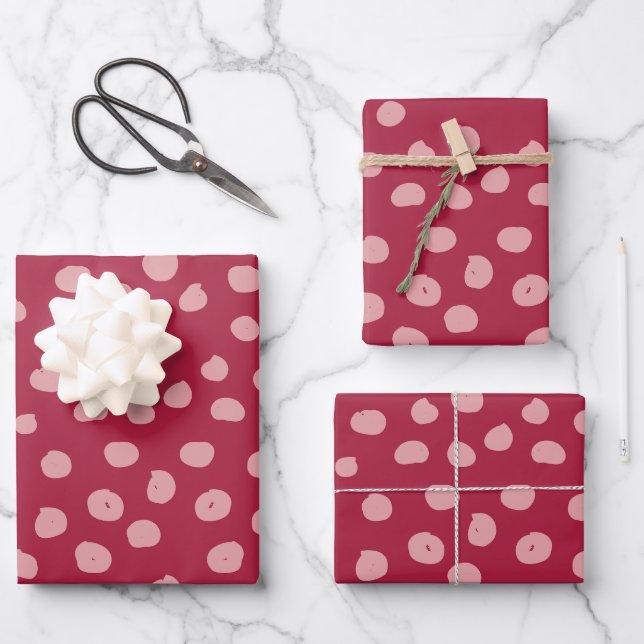Animal Print Dots Magenta Geschenkpapier Set (Vorderseite)