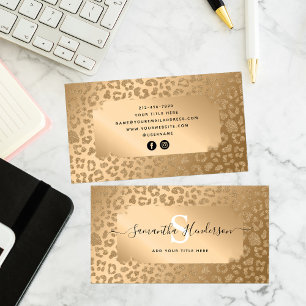 Animal Print Elegant Gold Glam Social Media Visitenkarte