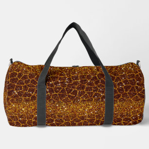 Animal Print Gold Glitzer Look Duffle Bag