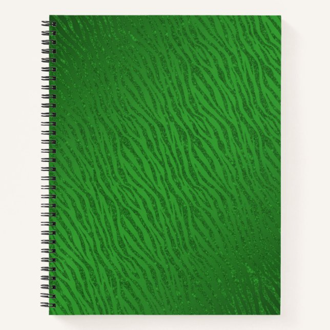 Animal Print Green Glitzer Glam Notizbuch (Vorderseite)