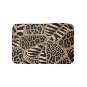 Animal Print - Leopard und Zebra - Pastellgold Badematte