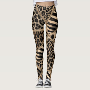 Animal Print - Leopard und Zebra - Pastellgold Leggings