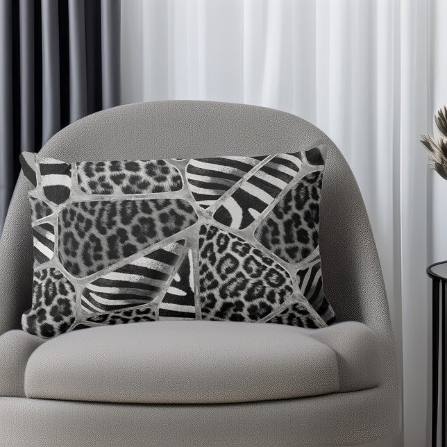 Animal Print - Leopard und Zebra - Silber Lendenkissen (Von Creator hochgeladen)
