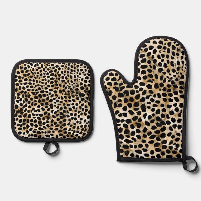 Animal Print - Oven Mitt & Pot Holder Ofenhandschuh & Topflappen-Set (Vorderseite)