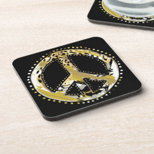 Animal Print Peace Schild I + Ihr Backgr. Ideen Untersetzer