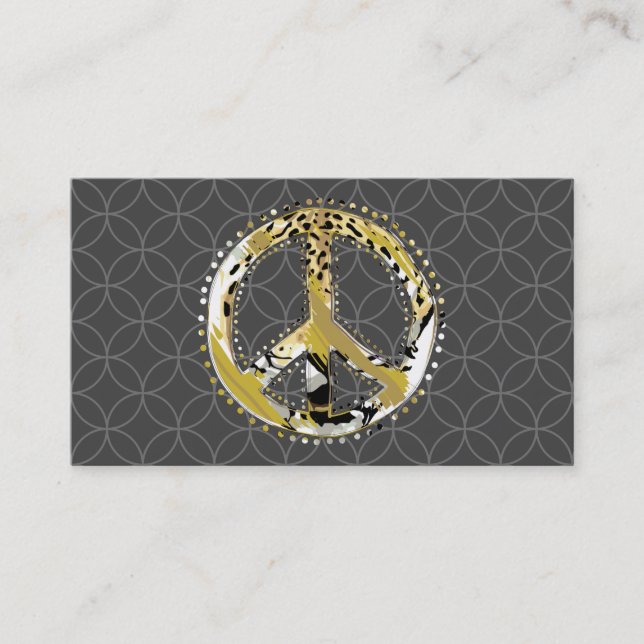 Animal Print Peace Schild I + Ihr Backgr. Ideen Visitenkarte (Vorderseite)