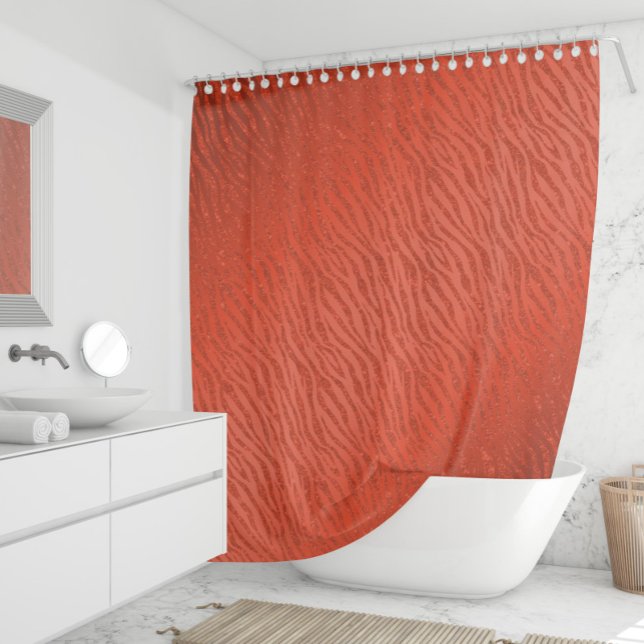 Animal Print Red Glitzer Glam Duschvorhang (Von Creator hochgeladen)