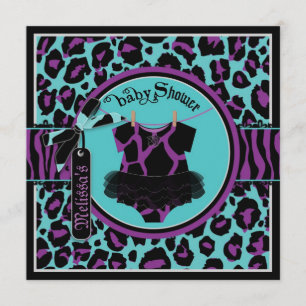 Animal Print Rock Star Tutu Baby Dusche Einladung