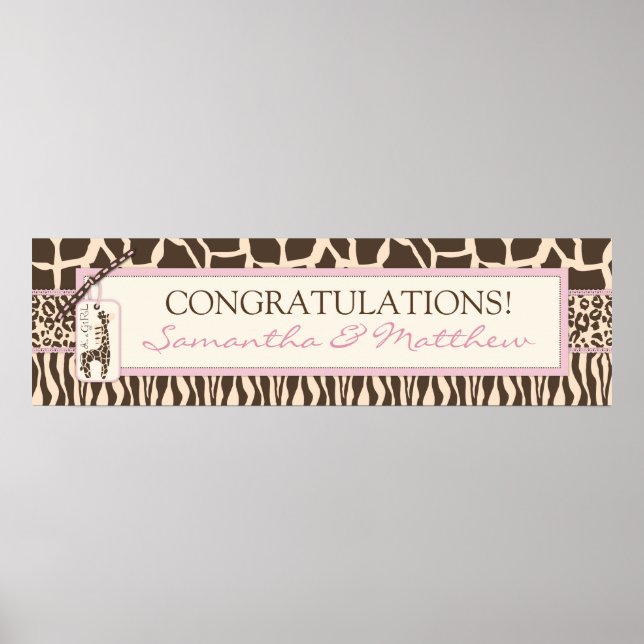 Animal Print Safari & Giraffe Baby Shooting Banner Poster (Vorne)
