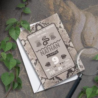 Animal Print Schlange Taupe Birthday Einladung