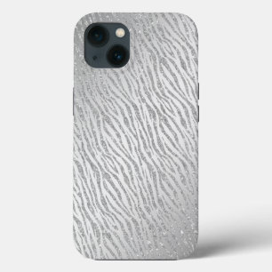 Animal Print Silver Glitzer Glam Case-Mate iPhone Hülle