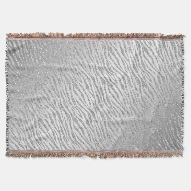 Animal Print Silver Glitzer Glam Decke (Vorderseite)