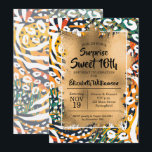 Animal Print Sweet 16. Geburtstag Einladungen<br><div class="desc">Ein farbenfrohes Wildtierdruckmuster überlagert mit Goldfolie und Ihre Geburtstagsparty-Details in schicker Schrift eignen sich hervorragend für JEDEN Imitat Geburtstag. KOORDINIERENDE Artikel in unserem Geschäft verfügbar.</div>