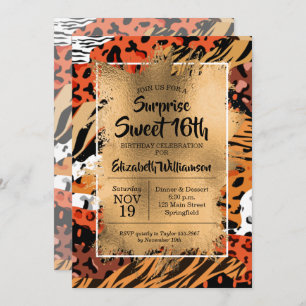 Animal Print Sweet 16. Geburtstag Einladungen