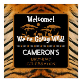Animal Print Tiger Birthday Square Poster