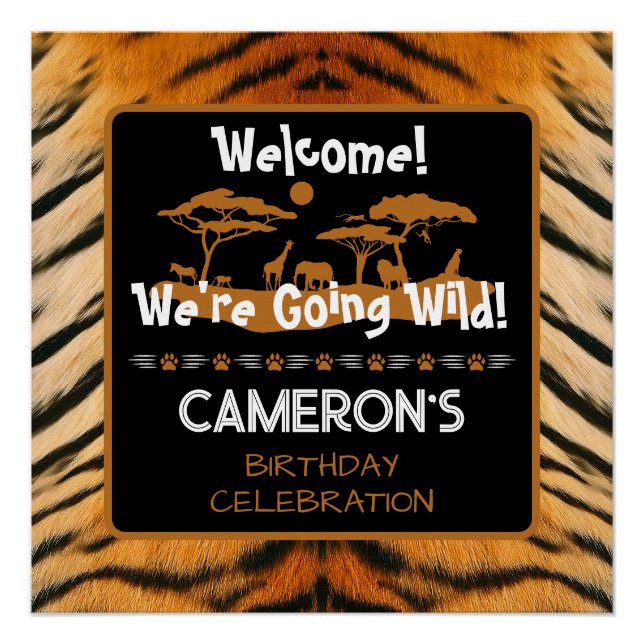 Animal Print Tiger Birthday Square Poster (Vorderseite)