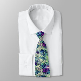 Animal Print Verde y Morado Krawatte