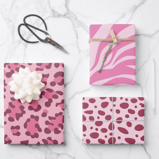 Animal Print Wild Animals Pattern Birthday Geschenkpapier Set (Vorderseite)