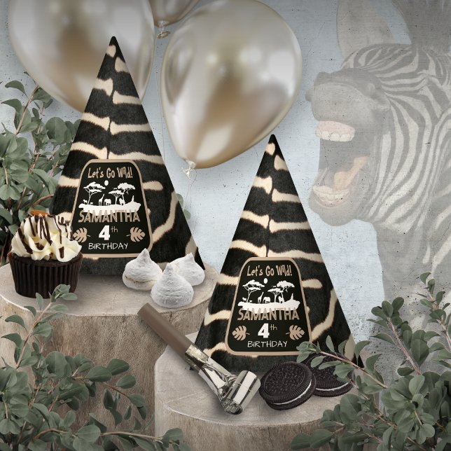 Animal Print Zebra Birthday Party Hat Partyhütchen (Von Creator hochgeladen)