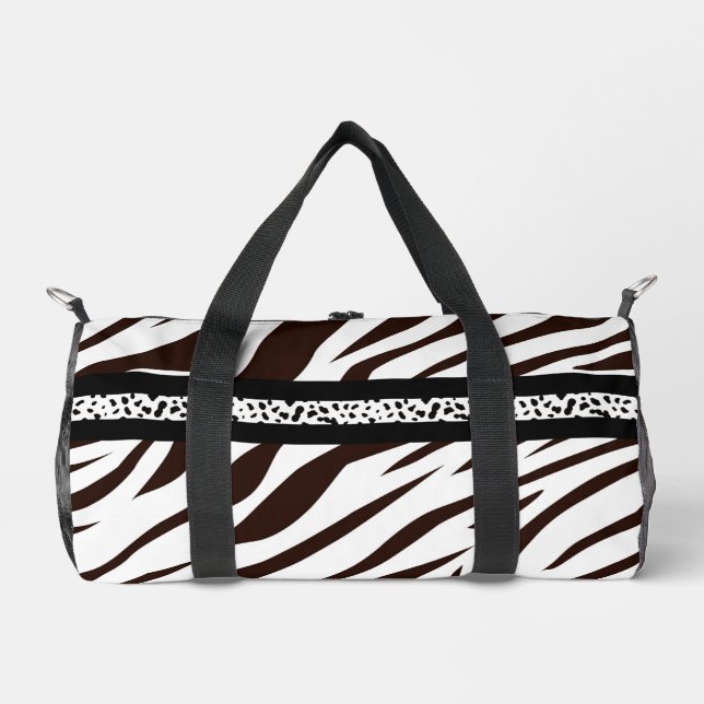 Animal print zebra black and white  duffle bag (Vorderseite)