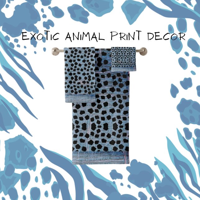 Animal Prints Black and Blue Badhandtuch Set (Von Creator hochgeladen)