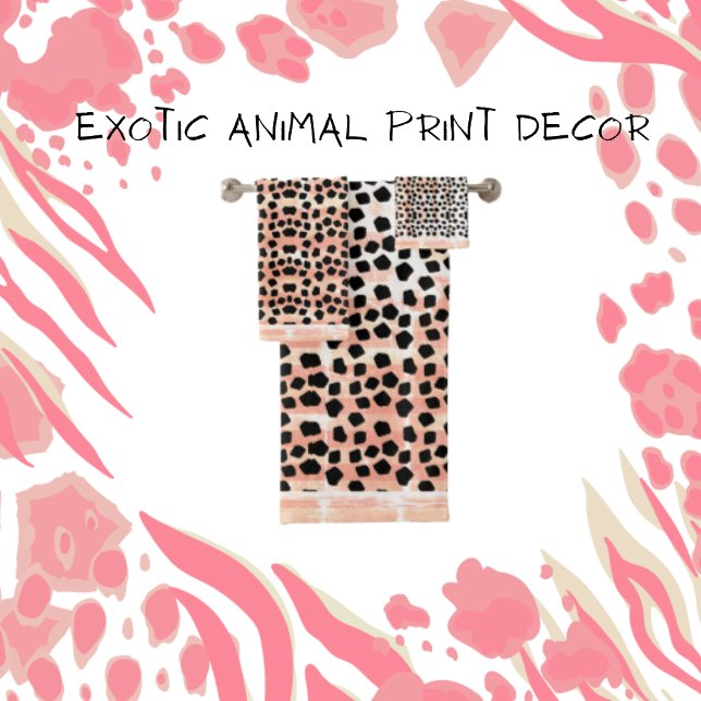 Animal Prints Black and Pink Badhandtuch Set (Von Creator hochgeladen)