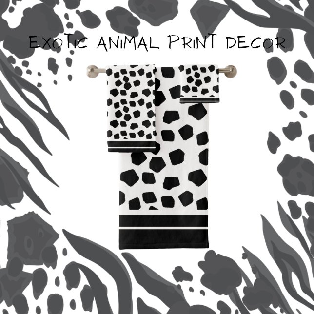 Animal Prints Black and White Badhandtuch Set (Von Creator hochgeladen)