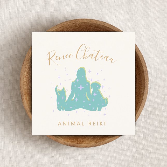 Animal Reiki Master Dog Cat Business Card Quadratische Visitenkarte (Von Creator hochgeladen)