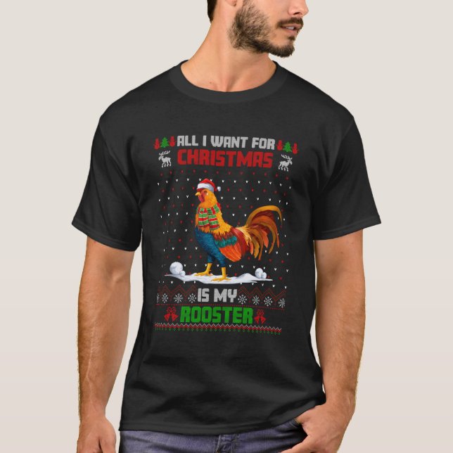 Animal Rooster Santa Ugly T-Shirt (Vorderseite)