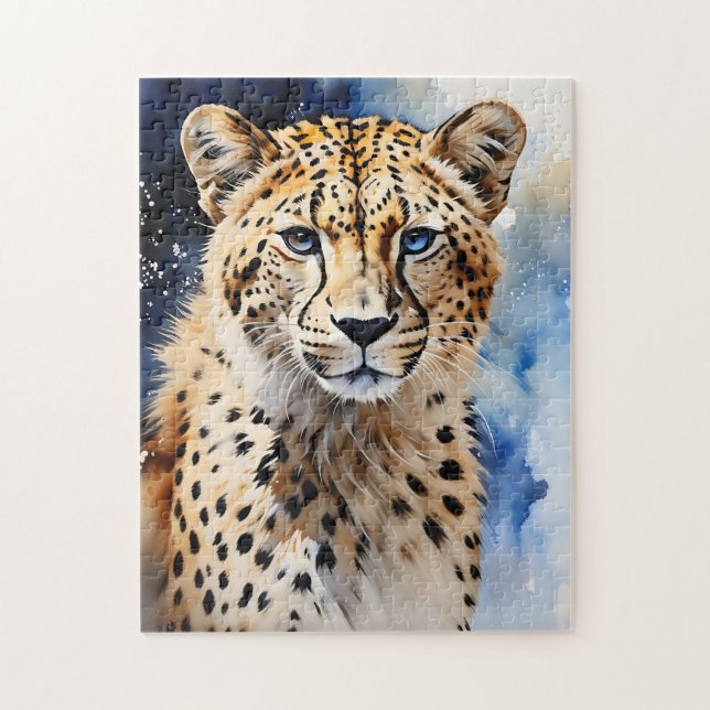 Animal Safari Cheetah Watercolor Puzzle (Vertikal)