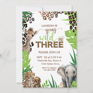 Animal Safari Dritter Geburtstag Young Wild und Dr Einladung