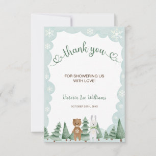 Animal Snowflake Winter Baby Dusche Danke Karte