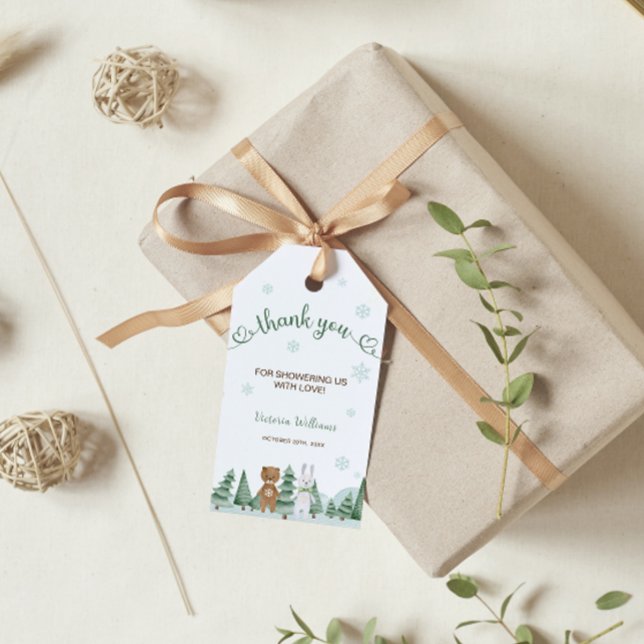 Animal Snowflake Winter Baby Dusche Danke Karte Geschenkanhänger (Von Creator hochgeladen)