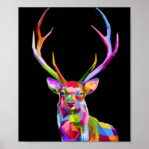 Animal Stag Deer Colorful Art Psychedelic Abstrakt Poster