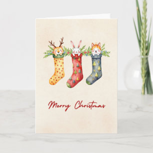 Animal Strumpfs Watercolor Weihnachten Karte
