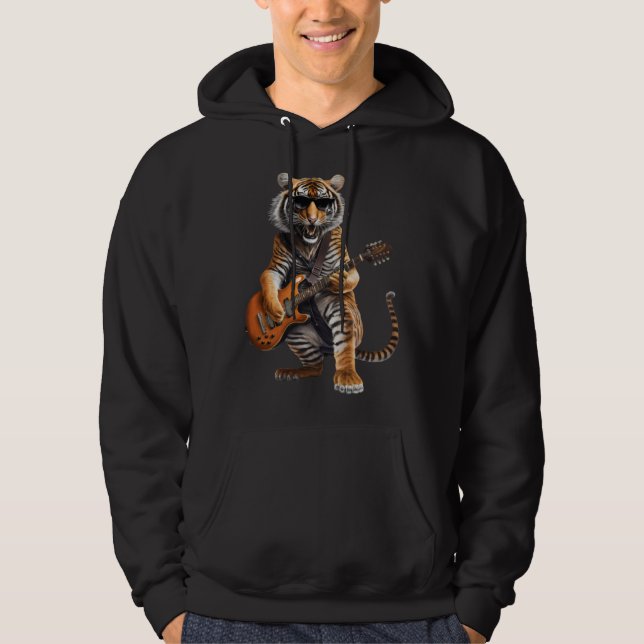 Animal Tiger  Guitar  Tiger Playing Electric Guita Hoodie (Vorderseite)