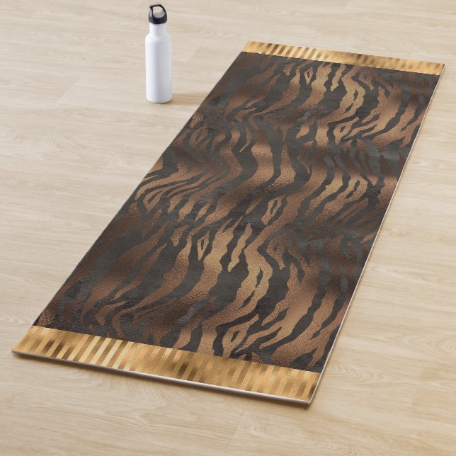 Animal Tiger Print Gold Elegant Metallic Glam Yogamatte (Beispiel)