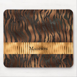 Animal Tiger Print Gold Name Elegant Metall Mousepad