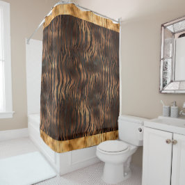 Animal Tiger Print Gold Name Elegant Metallic Glam Duschvorhang