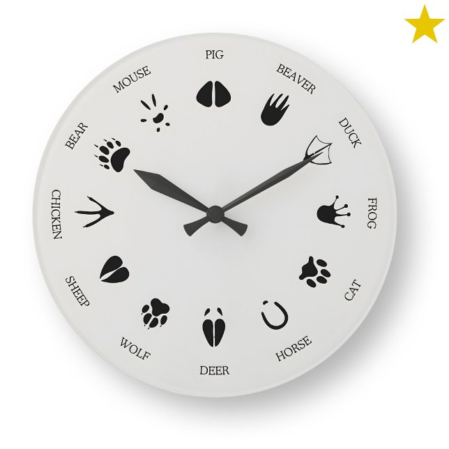 Animal Tracks Footprints Identification Große Wanduhr (Von Creator hochgeladen)