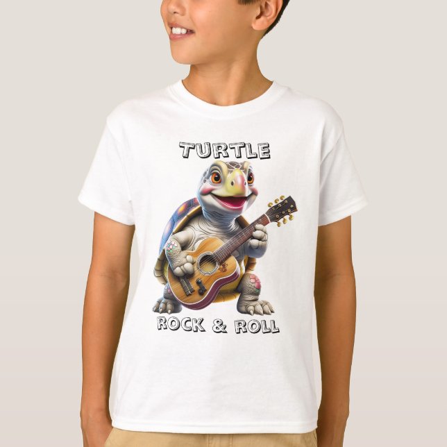Animal Turtle Cartoon Rock and Roll T-Shirt (Vorderseite)