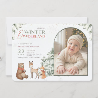 Animal Winter Onederland Arch Photo First Birthday Einladung
