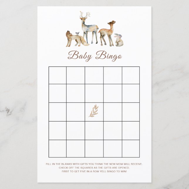 Animal Woodland Baby Bingo Game (Vorderseite)
