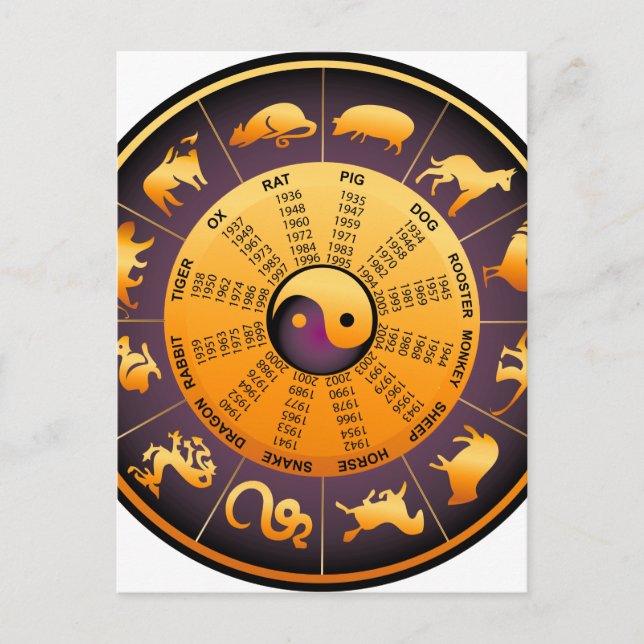 Animal Yin Yang Postkarte (Vorderseite)