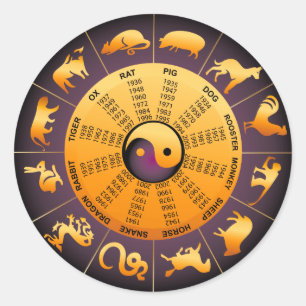 Animal Yin Yang Runder Aufkleber