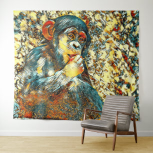 AnimalArt_Chimpanzee_005 Wandteppich