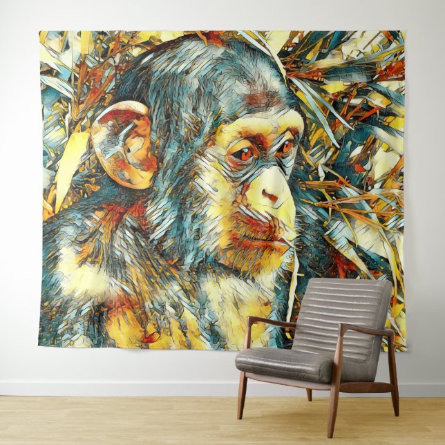 AnimalArt_Chimpanzee_012 Wandteppich (Beispiel (Horizontal))
