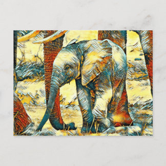 AnimalArt_Elephant_010 Postkarte
