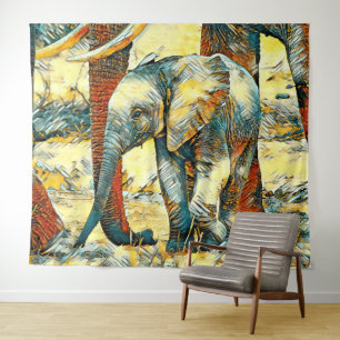 AnimalArt_Elephant_010 Wandteppich