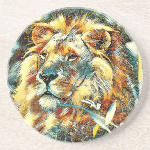 AnimalArt_Lion_009 Getränkeuntersetzer